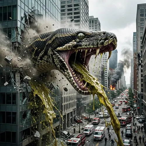 Colossal Snake Causes Chaos in Urban Cityscape