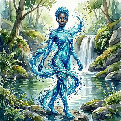 Watercolor Painting of Androgynous Individual with African Descent