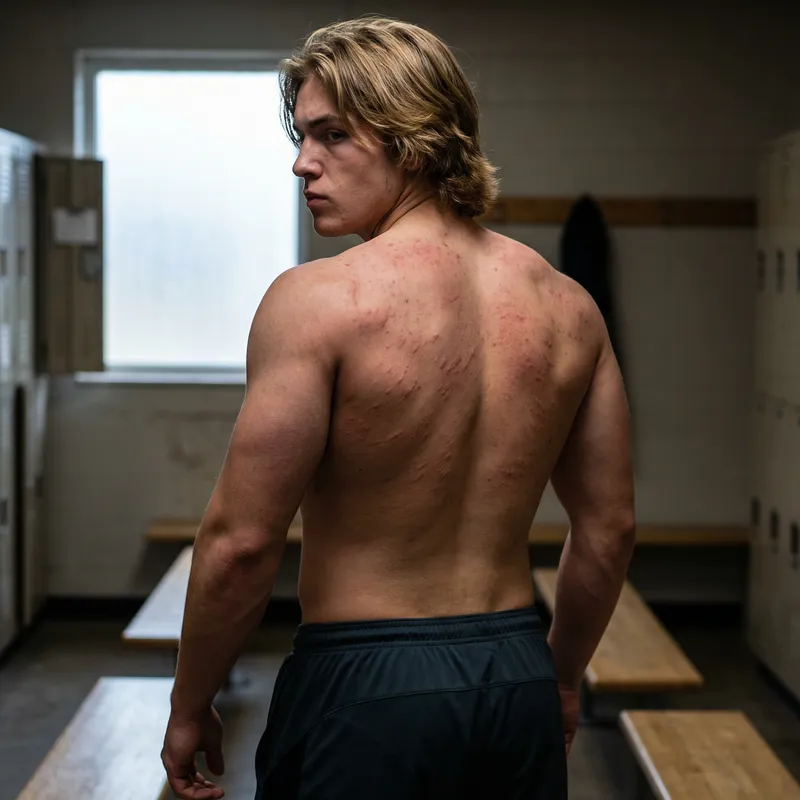 Muscular Bodybuilder in Locker Room - Photorealistic Shot