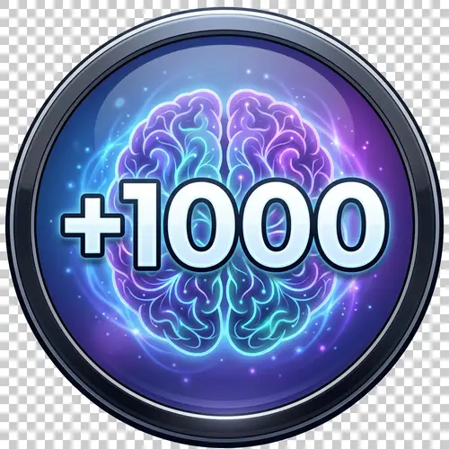 Brain Icon with +1000 | 500px Round Design