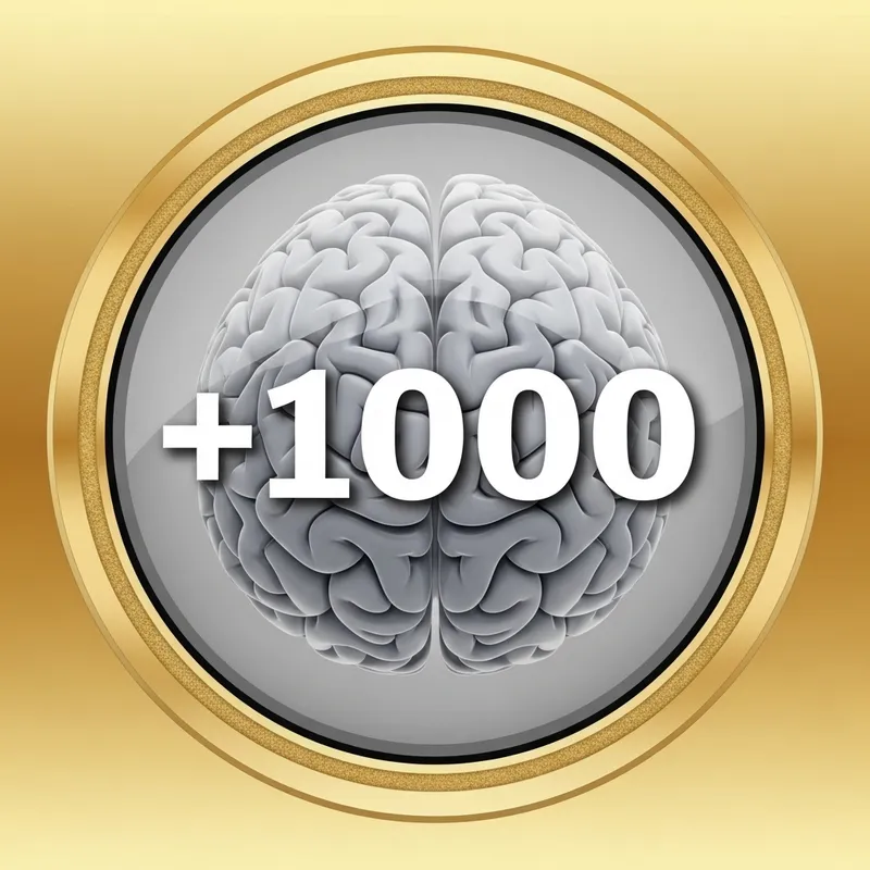 Brain Icon with +1000 | 500px Round Design