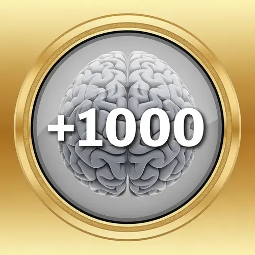 Brain Icon with +1000 | 500px Round Design