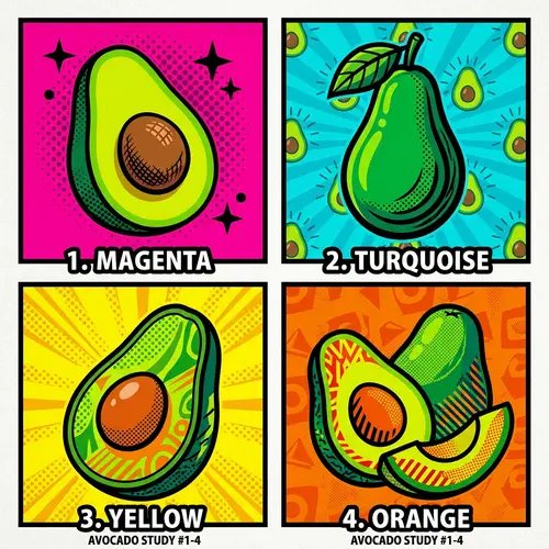 Bold Pop Art Avocado Design - Four Variations