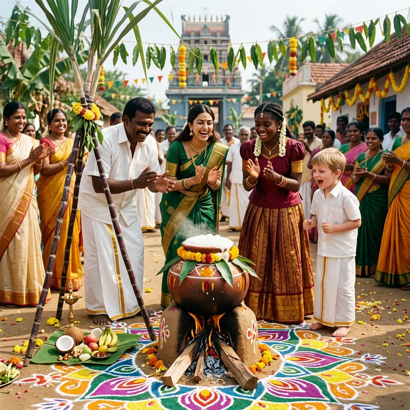 Colorful Pongal Festive Rangoli Patterns Celebration