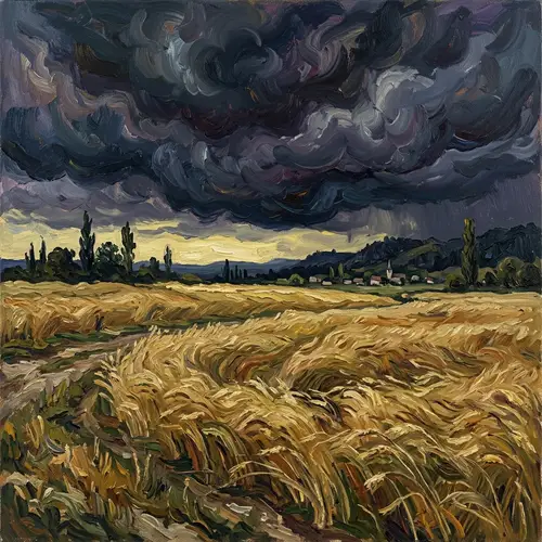 Wheatfield Under Thunderclouds: Inspired by Van Gogh