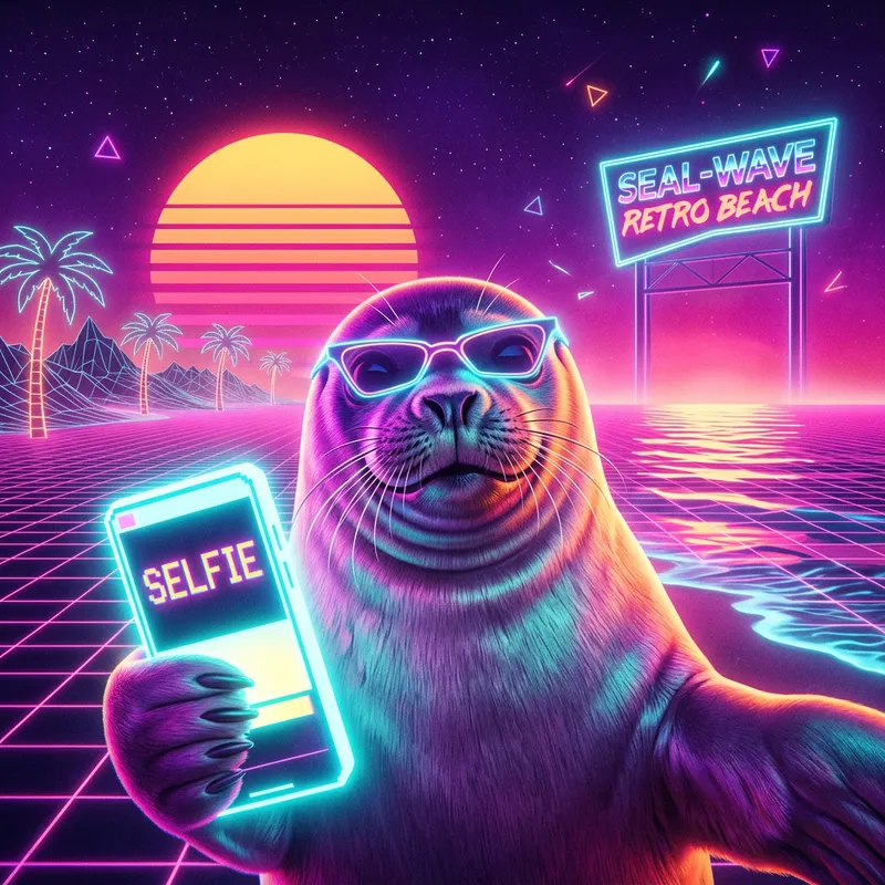 Synthwave This Sealfie - Retro Art Style Synthwave This Sealfie - Retro Art Style