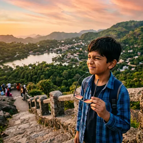 Panoramic Views of Mount Abu | Picturesque Scene with Young South Asian Boy