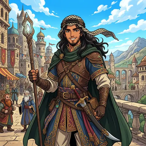 Fantasy DnD Anime Art: Young Man in Arabian Style