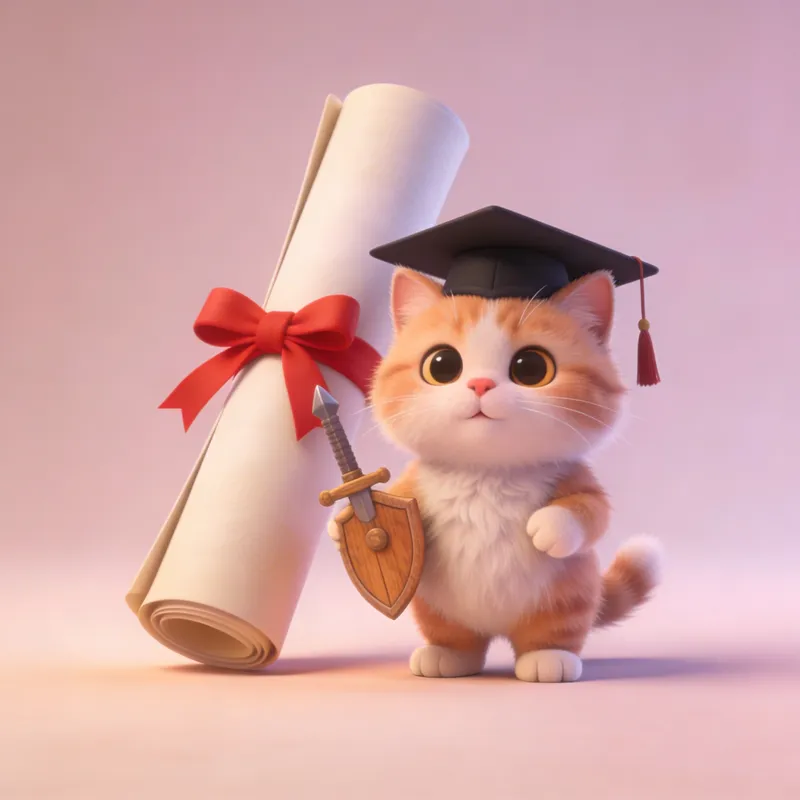 Cute Cartoon Cat Graduation - Fluffy & Proud