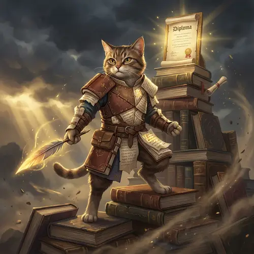 Epic Warrior Cat Defends Book Fortress