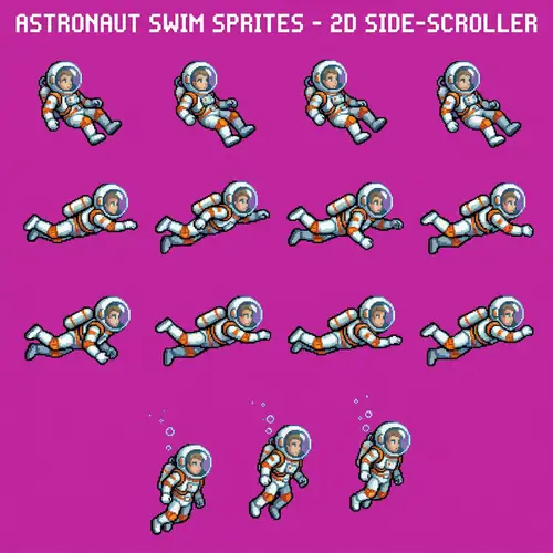 2D Pixel Game: Space Swimming Adventure