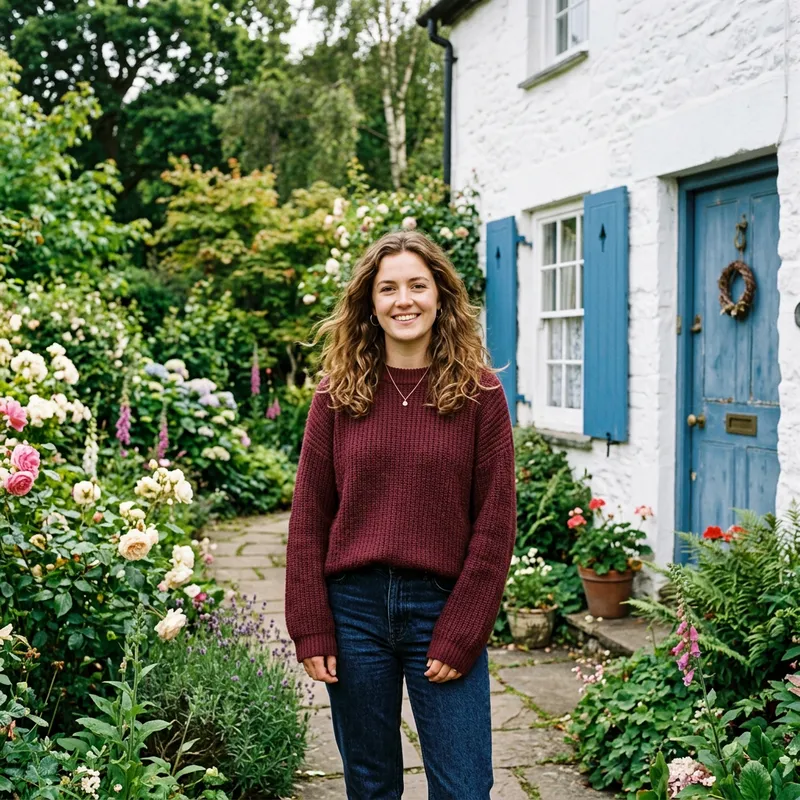 Charming Portrait in a Cozy Burgundy Sweater