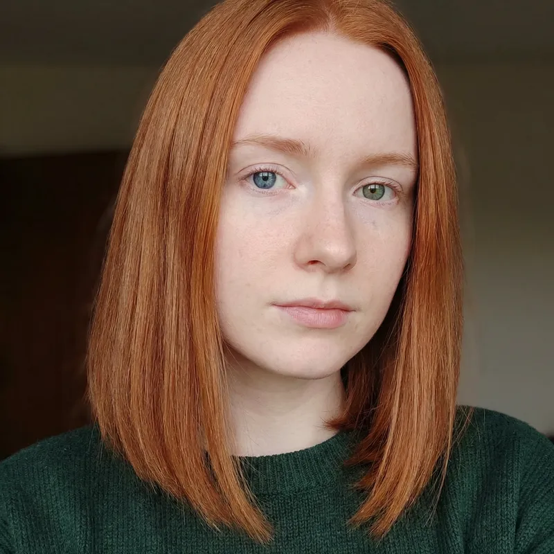 Unique Dual-Eyed Copper Hair Girl Portrait