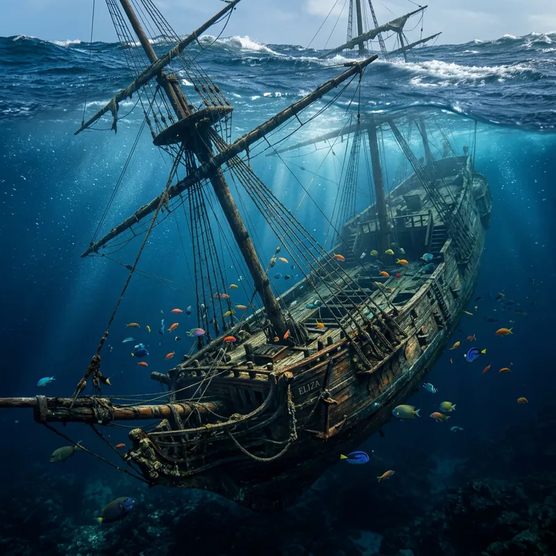 Sinking Ship Under the Sea - Mesmerizing Submersion Sinking Ship Under the Sea - Mesmerizing Submersion