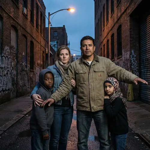 Family Unity in Gritty Urban Landscape - Safety & Resilience