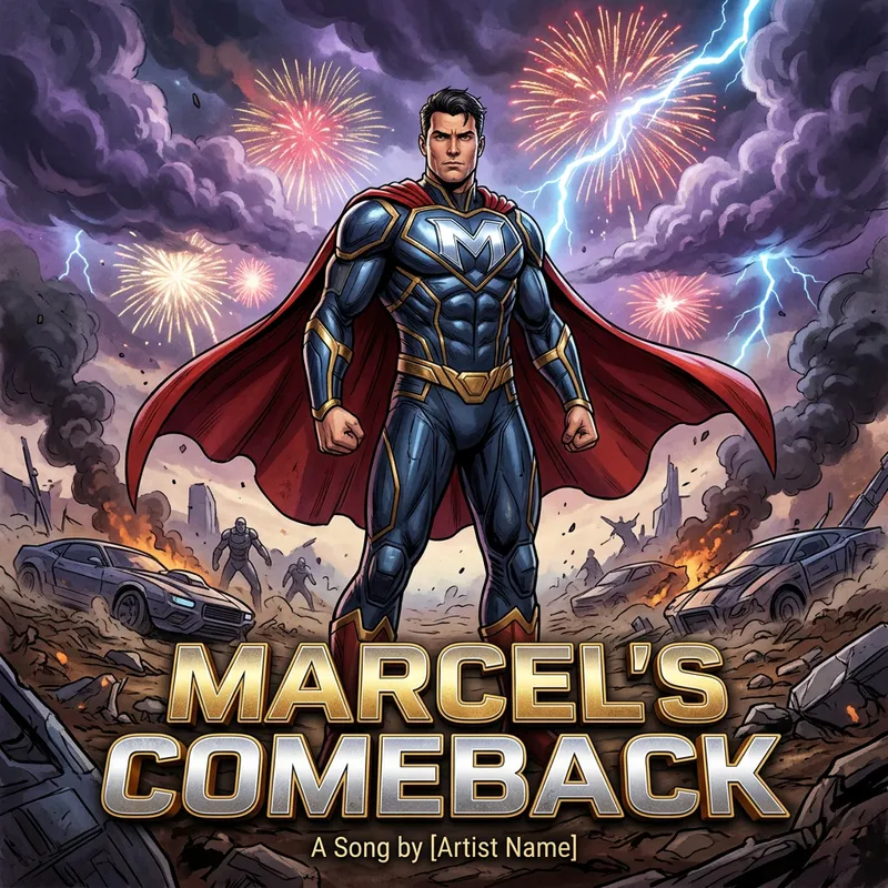 Marcel's Comeback - Commanding Superhero in Intense Battlefield