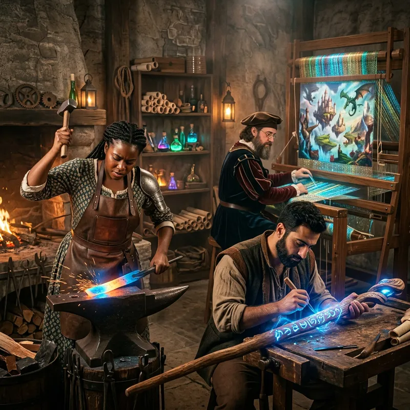 Dedicated Artisans Crafting Magic with Pure Craftsmanship