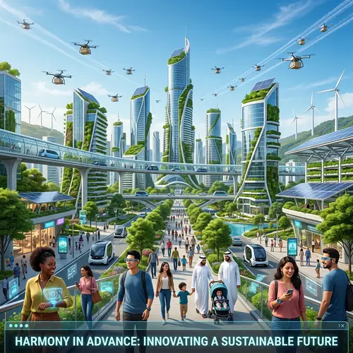 Futuristic Eco-Friendly Cityscape Balancing Technology and Society