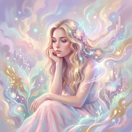 Dreamy Self-Portrait in Surreal Style with Soft Lighting and Pastel Colors