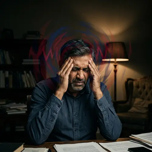 South Asian Man Suffering from Headache - Abstract Image