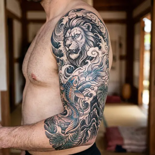 Irezumi-Inspired Half Sleeve Tattoo Design