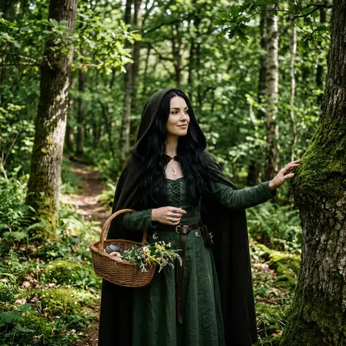 Enchanting Witch in a Forest Setting