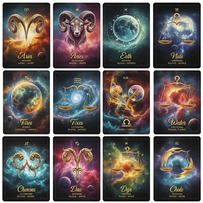Zodiac Sign Tarot Cards: Mystical & Colorful Designs