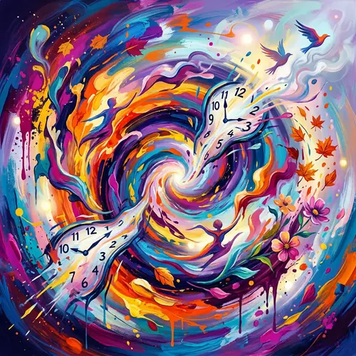 Digital Painting of Time's Passage in Surreal Style