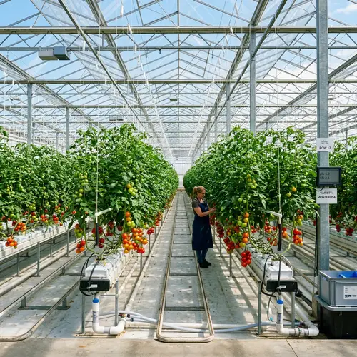 Sunlit Greenhouse with Hydroponic Tomato System