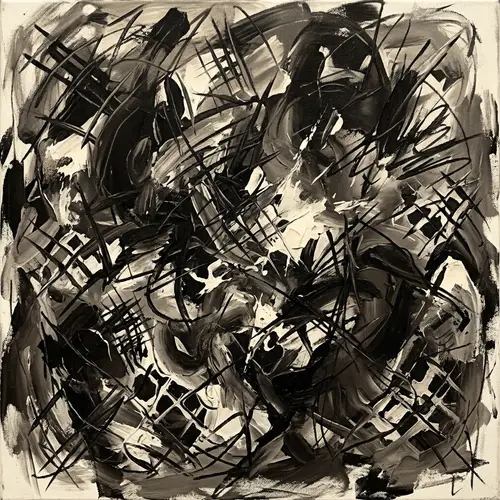 Chaotic Abstract Art Reflecting Corruption - Monochromatic Tones