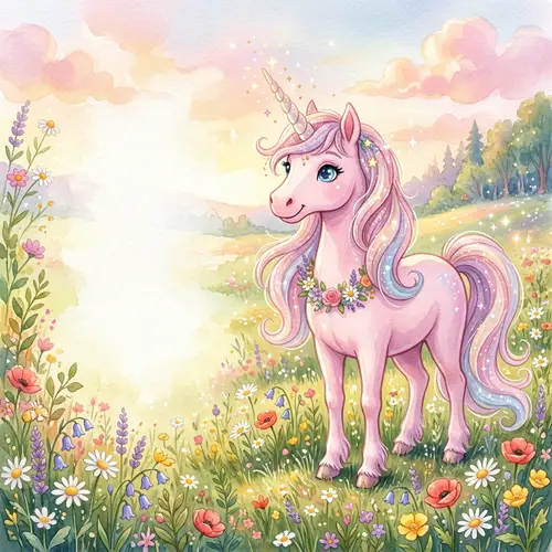 Lovable Pink Unicorn Painting for Festive Invitations