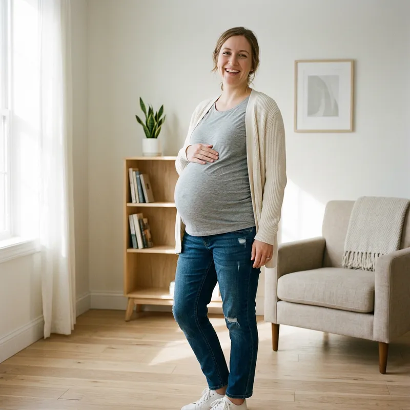 Pregnancy Joy: Happy Slim Woman with Giant Belly