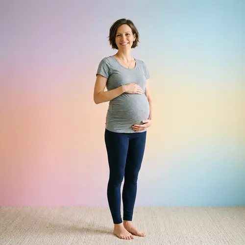 Confident Thin Woman with Large Belly - Calm and Content