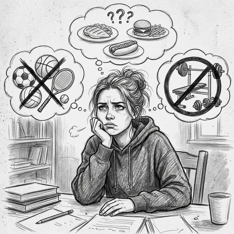 Frustrated Girl Pencil Drawing | Sports Thoughts & Food Doubts