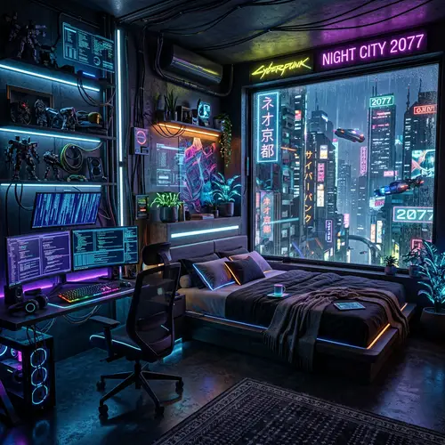 Stunning Cyberpunk Bedroom Interior Design