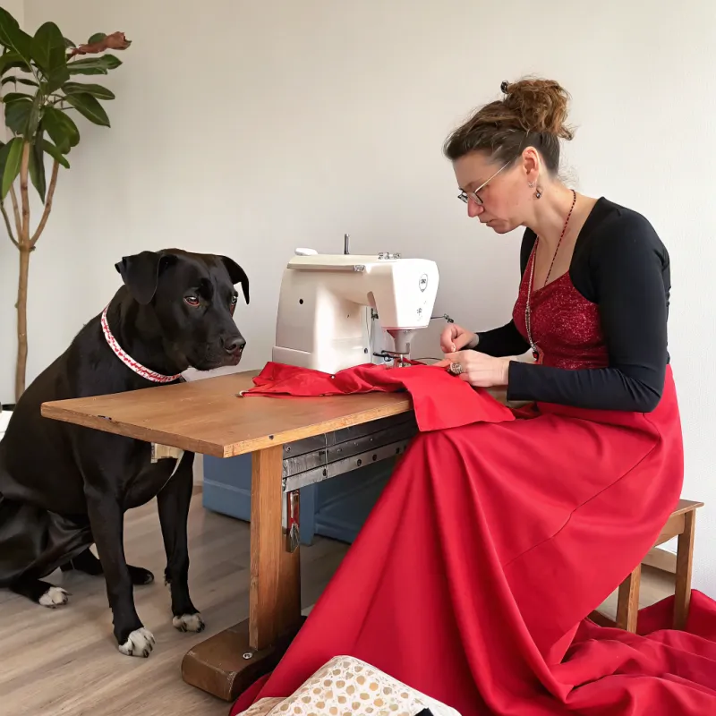 Dressmaking with a Pitbull Companion Dressmaking with a Pitbull Companion