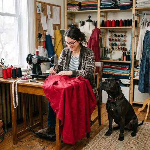 Dressmaking with a Pitbull Companion