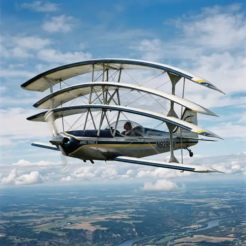 Unique Curved Shape Three-Winged Airplane