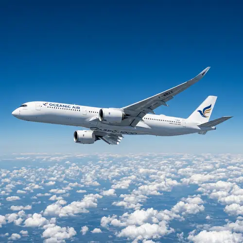 Detailed View of Commercial Airplane in Mid-Flight