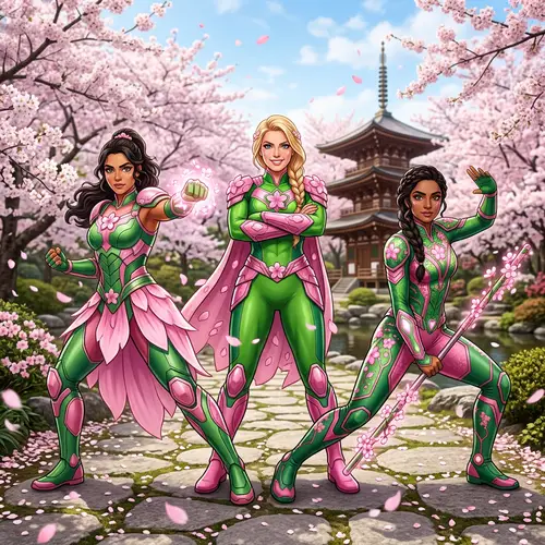 Cherry Blossom Female Superheroes: Diverse Heroes Unite