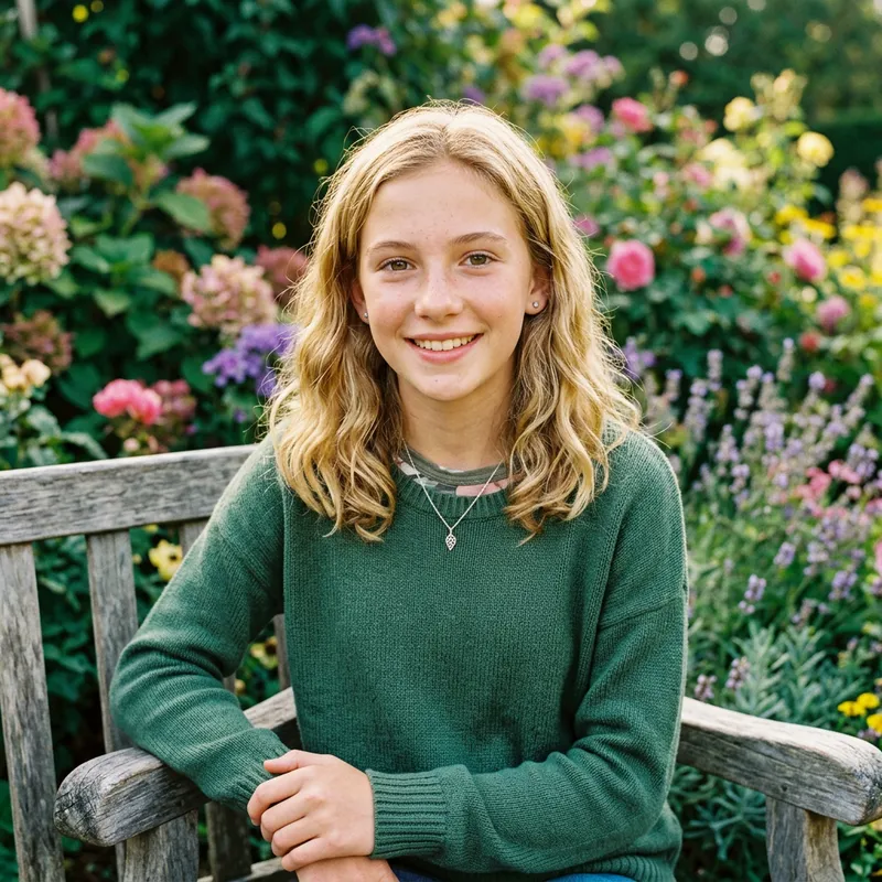14-Year-Old Caucasian Girl with Wavy Blonde Hair | Clear Hazel Eyes