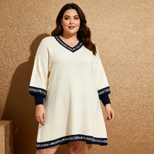 Chic Plus Size Sweater with Sequin Details