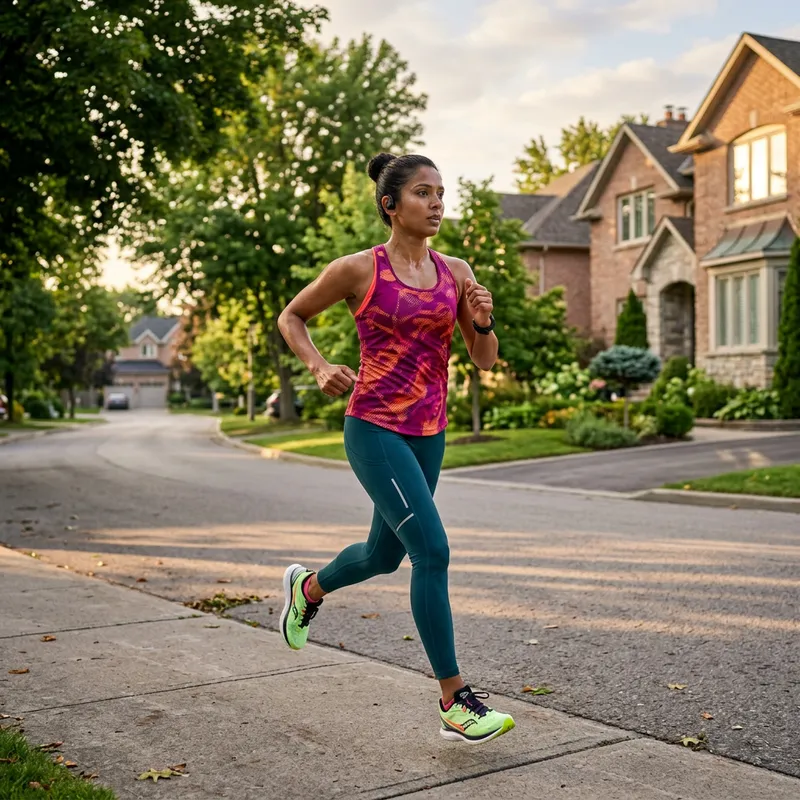 Brisk Morning Run: South Asian Woman in Action