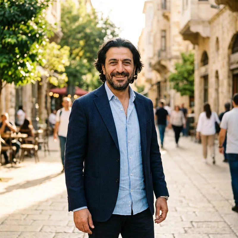 Middle-Eastern Man Smiling in Smart Casual Attire