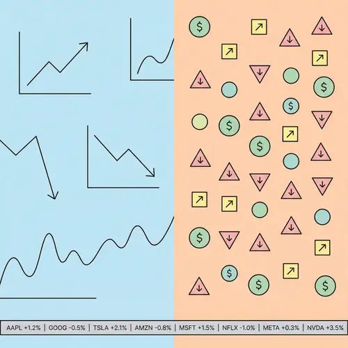 Minimalist Stock Market Scene | Clean Graphs & Geometric Icons