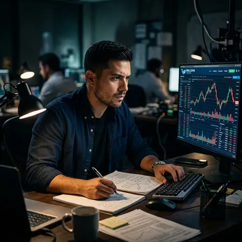 Focused Latino Trader Analyzing Stock Markets