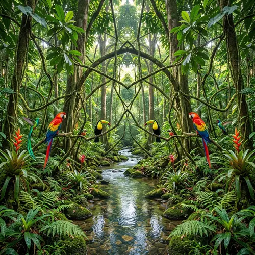Vibrant Rainforest Landscape | Natural Geometry Display