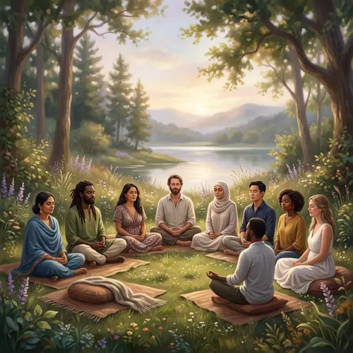 Tranquil Meditation Gathering | Peaceful Mindfulness Art