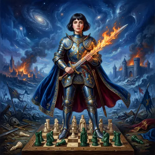 Triumphant Angelic Queen of Chess - Joan of Arc Painting