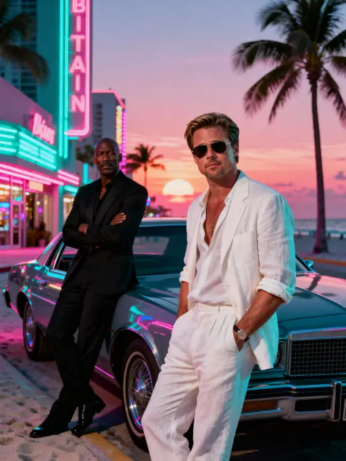 Brad Pitt & Michael Jordan in Miami Vice Style